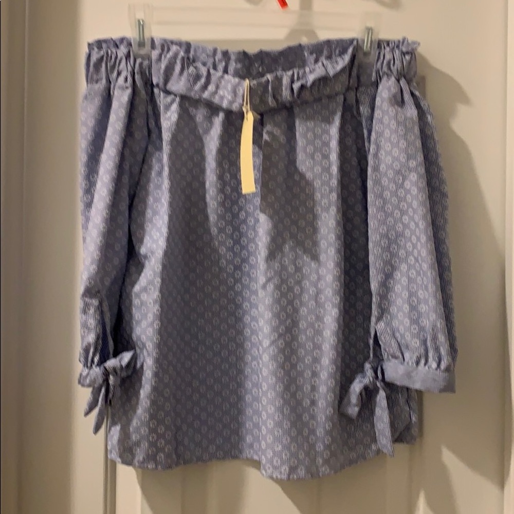 Blue Off the Shoulder Blouse